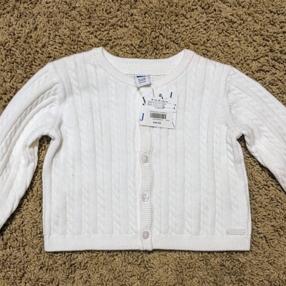 Janie & Jack White Cable Knit Sweater